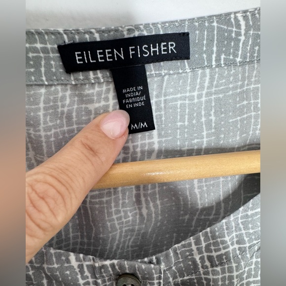 EILEEN FISHER Drift Silk Organic Cotton Button-front Dress In Gray - Picture 6 of 8